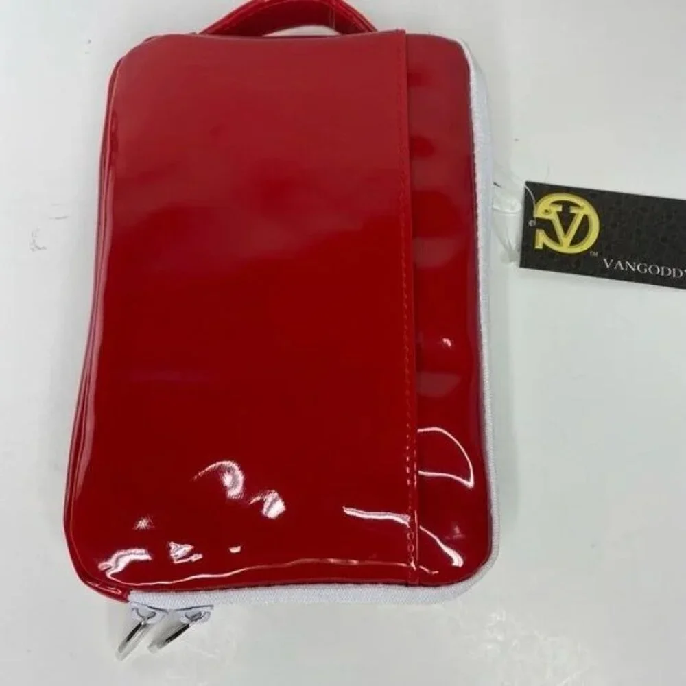 *VANGODDY Lipstick Red Patent Leather Tablet Sleeve Pouch Case Zipper Bag - NWT